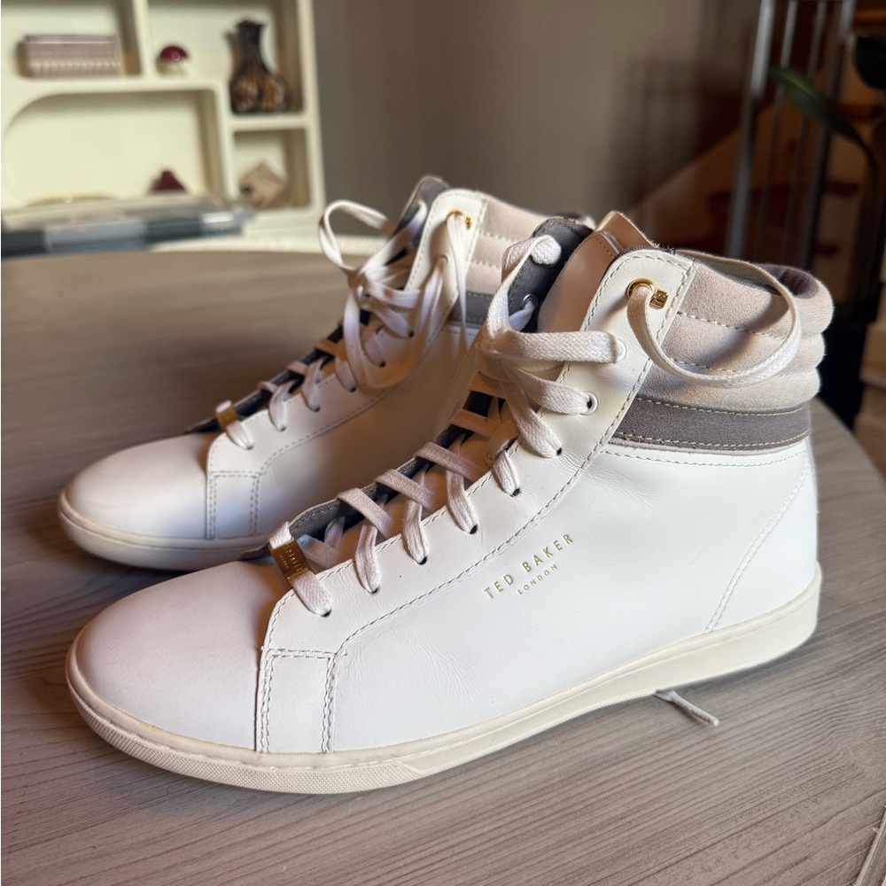 Ted Baker Cream and Gray High-Top Sneakers